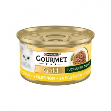 Hrana umeda pisici - Set 24 buc x 85 gr Hrana umeda pentru pisici Gourmet Gold Succulent Delights cu pui