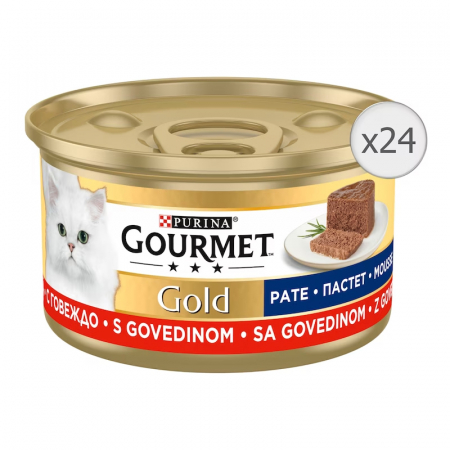 Oferte - Set 24 x 85 gr Hrana umeda pentru pisici Gourmet Gold Mousse cu vita