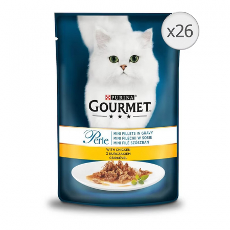Oferte - Set 26 buc x 85 gr Hrana umeda pentru pisici Gourmet Perle cu pui in sos