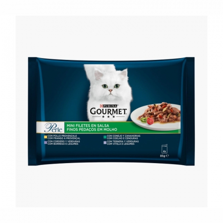 Hrana umeda pisici - Set 4 buc x 85 gr Hrana umeda pentru pisici Gourmet Perle cu pui/vita, curcan/miel ,vitel/rata, iepure /vanat