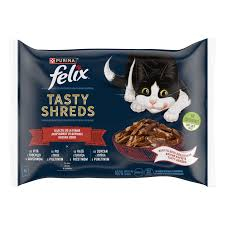 Pisica Adult - Set 4 buc x Hrana umeda pentru pisici Felix Tasty Shreds