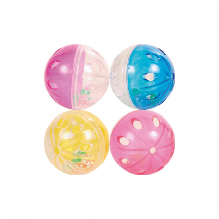 Set 4 mingi din plastic cu zornaitoare pentru pisici 4,5 cm [0]