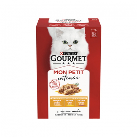 Set 6 buc x 50 gr Hrana umeda pentru pisici Gourmet Mon Petit cu pui , rata & curcan