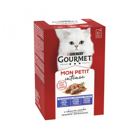 Set 6 buc x 50 gr Hrana umeda pentru pisici Gourmet Mon Petit cu ton, pastrav & somon [1]
