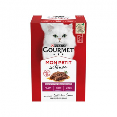 Hrana umeda pisici - Set 6 buc x 50 gr Hrana umeda pentru pisici Gourmet Mon Petit cu vita, vanat & ficat