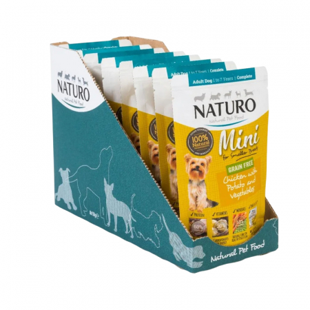 Caine Adult - Set 8 buc x 150 gr Hrana umeda pentru caini Naturo Mini Adult cu pui