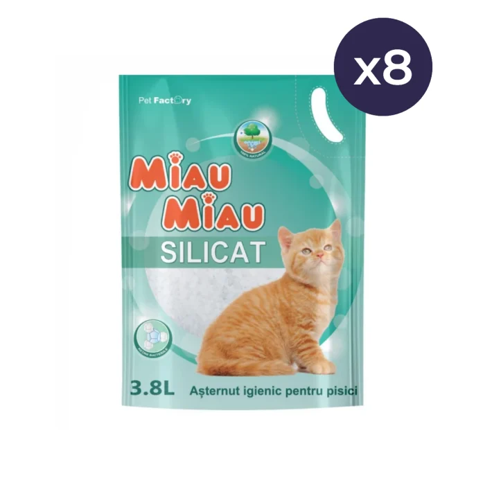 Pisici - Set 8 buc x Asternut igienic pentru pisici Miau Miau Silicat 3,8L