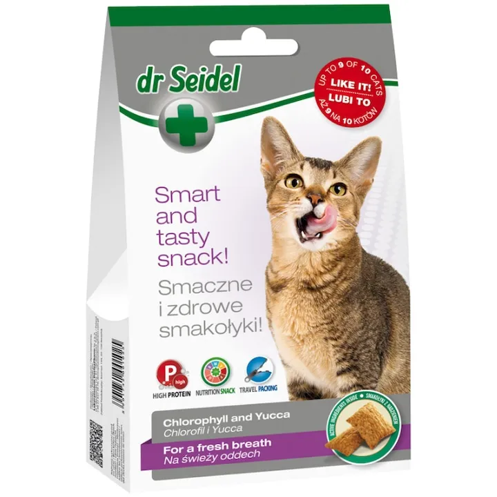 Pisici - Snack pentru pisici Dr Seide Respiratie Proaspata & Hairball 50 gr