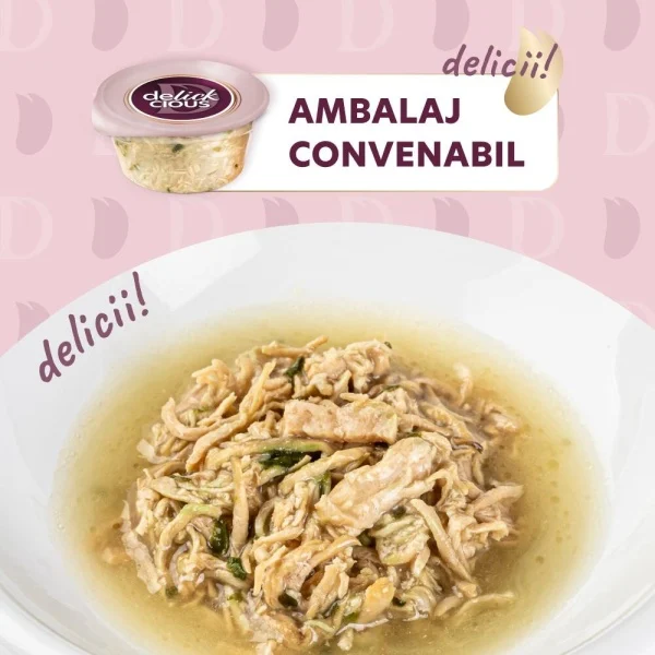 Supa pentru pisici Delickcious cu pui, sunca & spanac 80 gr [1]