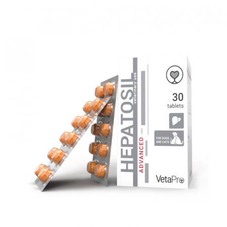 Farmacie - Supliment hepatic pentru caini & pisici Vetapro Hepatosil Advanced 30 tab/cutie