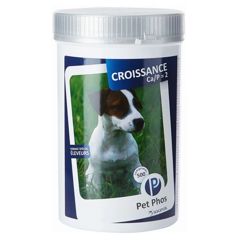 Farmacie - Supliment nutritiv pentru caini Pet Phos Croissance Ca/P=2 , 500 tablete