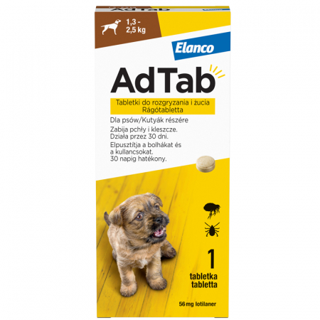 Farmacie - Tableta antiparazitara pentru caini AdTab 1,3 - 2,5 kg