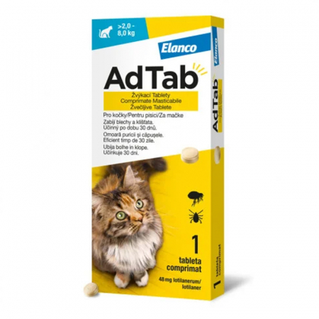 Farmacie - Tableta antiparazitara pentru pisici AdTab >2,0 - 8,0 kg