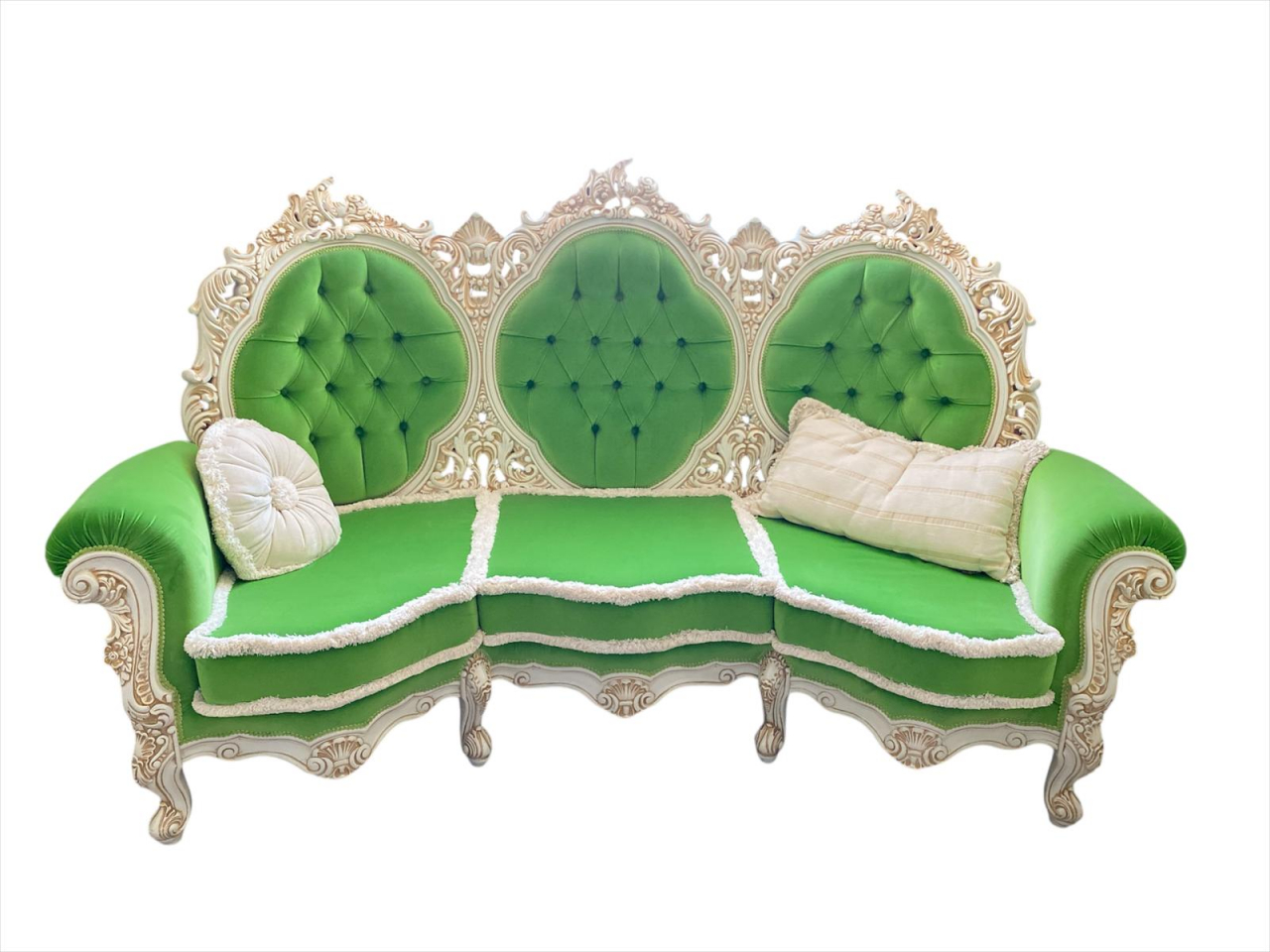 Canapea Mara Bella Alb-Auriu cu Țesătură Verde Italia [1]