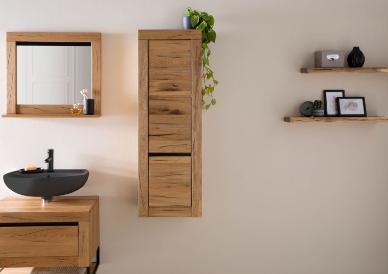 Dulap Baie din Stejar Sălbatic 44x35x130 cm, Ulei Natural [1]