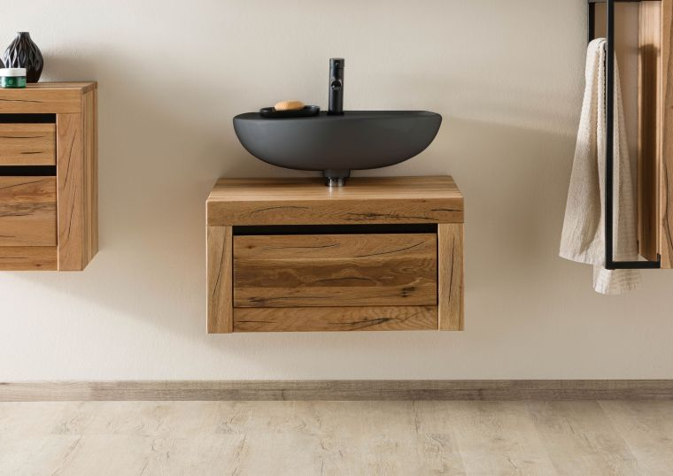 Washbasin Base Cabinet in Wild Oak 70x50x37 cm, Natural Oil [1]