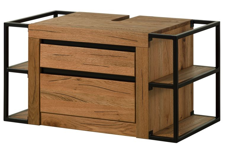 Dulap bază pentru lavoar din stejar sălbatic – Lemn masiv, 100x50x52 cm, finisaj cu ulei natural [3]