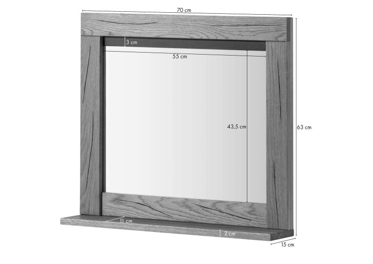 Oglindă din Stejar Sălbatic 70x15x63 cm, Ulei Natural [5]