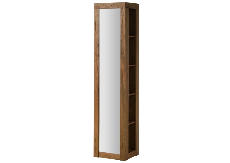 Standing Shelf with Mirror in Wild Oak 44x37x190 cm, Natural Oil [3]