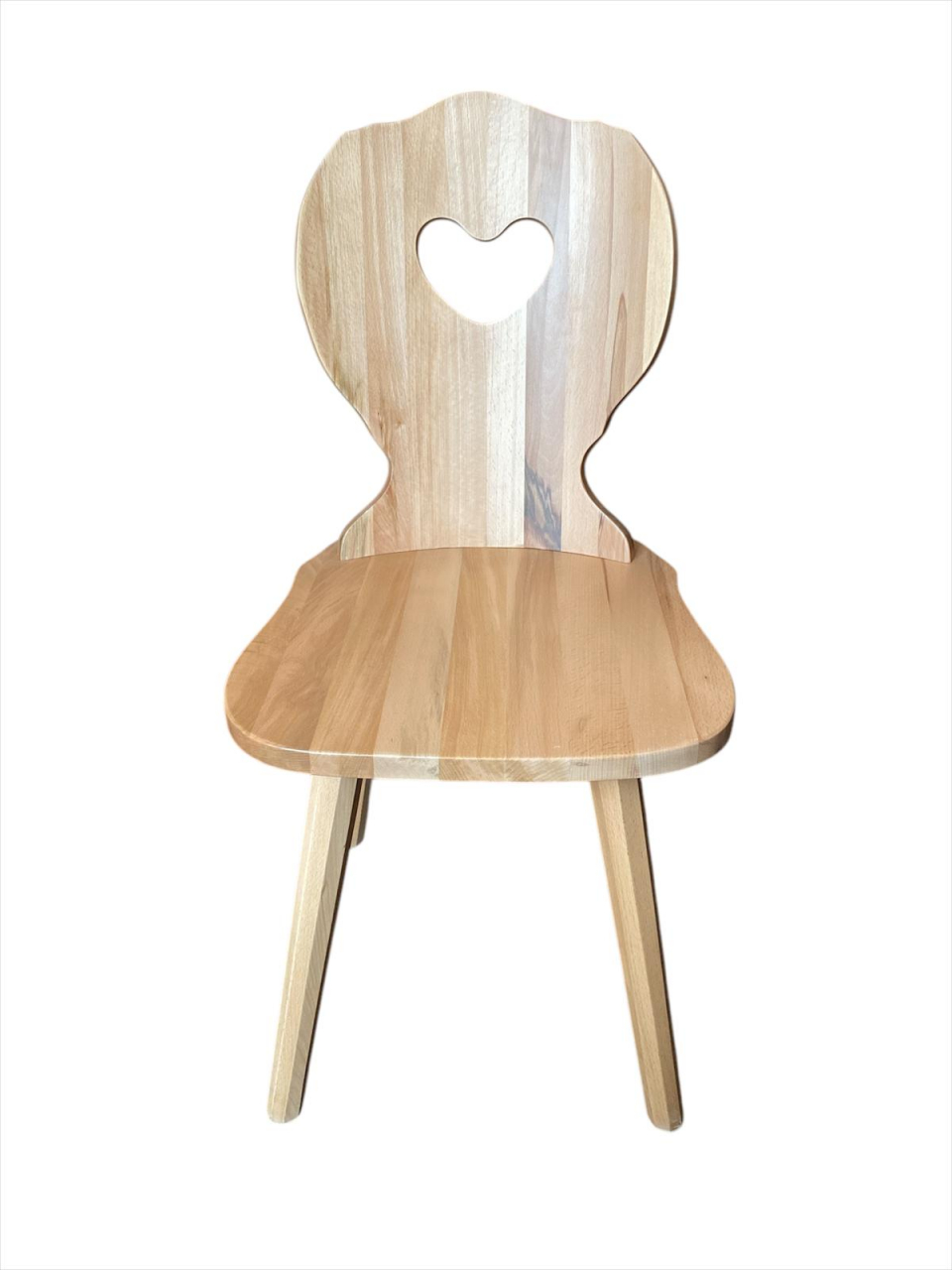 Scaun “Inimă din Fag” – Scaun Rustic din Lemn Masiv de Fag, Design cu Decupaj Inimă [1]