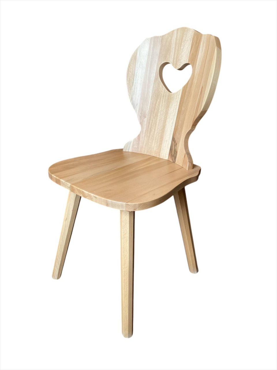 Scaun “Inimă din Fag” – Scaun Rustic din Lemn Masiv de Fag, Design cu Decupaj Inimă [2]