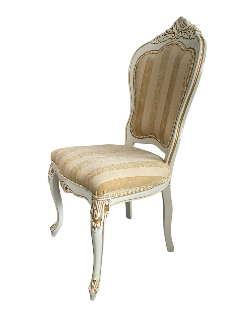 Scaun Versailles – Scaun Elegant Clasic din Lemn Masiv, Tapițerie Aurie și Detalii Sculptate [2]