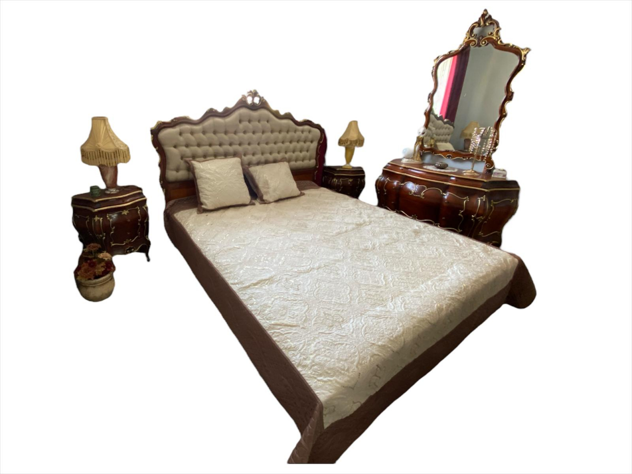 Set Pat + Noptiere + Comodă + Oglindă Florența – Eleganță Italiană în Dormitorul Tău [1]