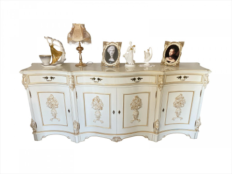 Sold Out - Mara Bella 4-Door Sideboard in White and Gold