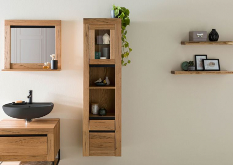 Colectia Eisa - Bathroom Cabinet in Wild Oak 44x35x159 cm, Natural Oil