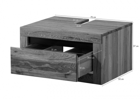 Washbasin Base Cabinet in Wild Oak 70x50x37 cm, Natural Oil [2]