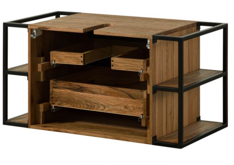 Solid Wild Oak Vanity Cabinet – 100x50x52 cm, Natural Oil Finish [4]