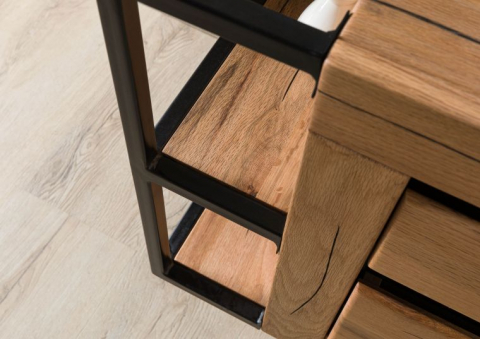 Solid Wild Oak Vanity Cabinet – 100x50x52 cm, Natural Oil Finish [1]