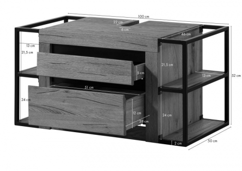 Solid Wild Oak Vanity Cabinet – 100x50x52 cm, Natural Oil Finish [3]