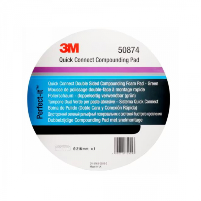 Burete polish abraziv, fata dubla, valurit 216mm, Quick Connect verde - 3M.50874 [2]