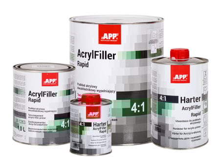 Grund / primer, filler, intaritor - Filler acrylic rapid 2K HS 4:1 gri, cutie 1,0 ltr. - APP