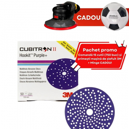 Discuri abrazive - Pachet 3M: 750 Discuri Mov Cubitron II Multihole + Masina de Slefuit 3M Xtract CADOU