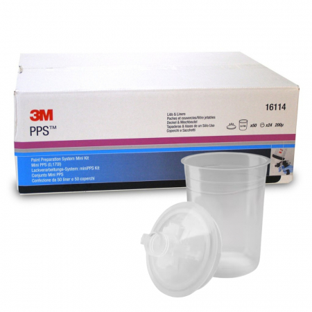 Sisteme si pahare PPS - Set PPS pahare vopsea 170ml si capace cu filtru 200 microni - 3M.16114
