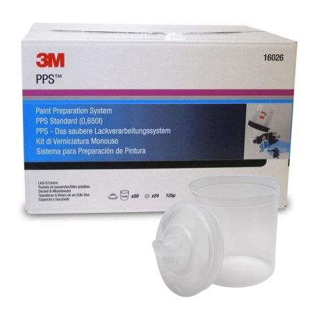 Sisteme si pahare PPS - Set PPS pahare vopsea 650ml si capace cu filtru 125 microni - 3M.16026