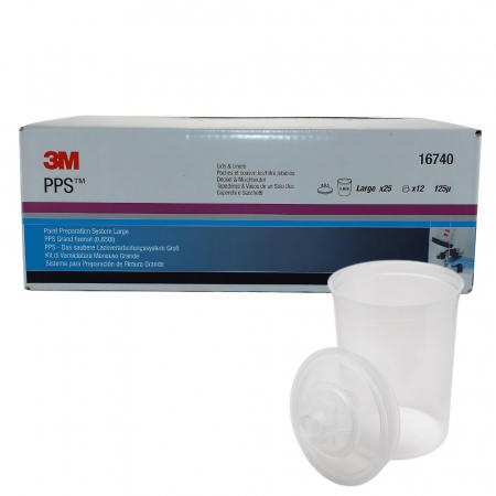 Sisteme si pahare PPS - Set PPS pahare vopsea 900ml si capace cu filtru 125 microni - 3M.16740