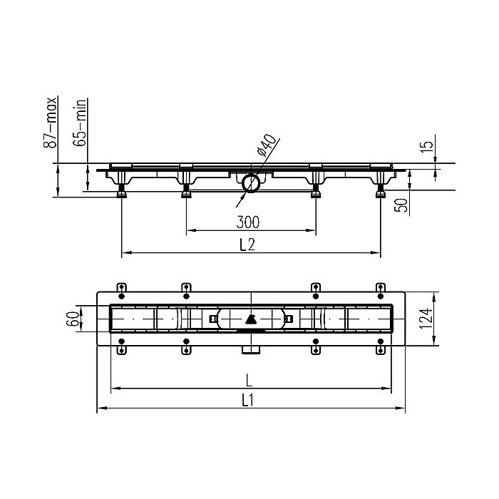RIGOLA DUS LIV 450MM GRILA INOX GALAXY RAMA INOX 674748 [3]