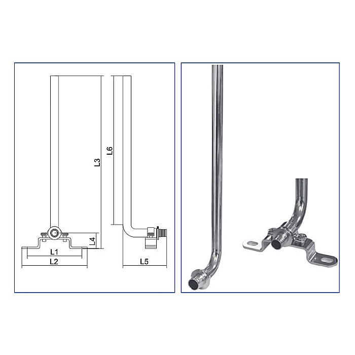 TIJA L CONECTARE LA RADIATOR CUPRU NICHELAT CU SUPORT 16-250 PEX PPSU PEXKIT [2]