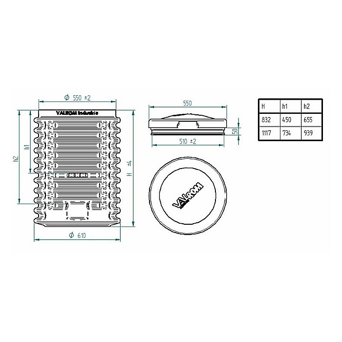 CAMIN APOMETRU ECO D.550 H=800 CU CAPAC WATERKIT [2]