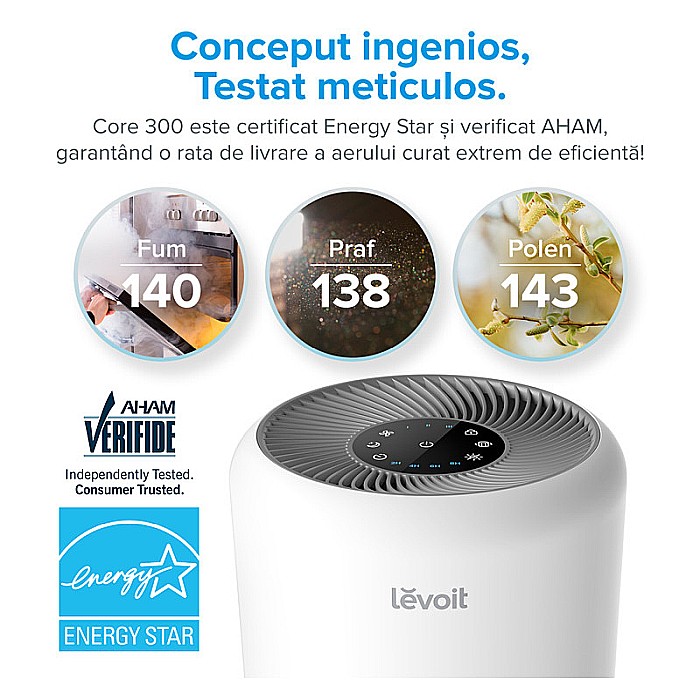 PURIFICATOR DE AER LEVOIT CORE 300 FILTRU TRUE HEPA CARBON ACTIV SUPER SILENT TOUCH SCREEN ALB [8]