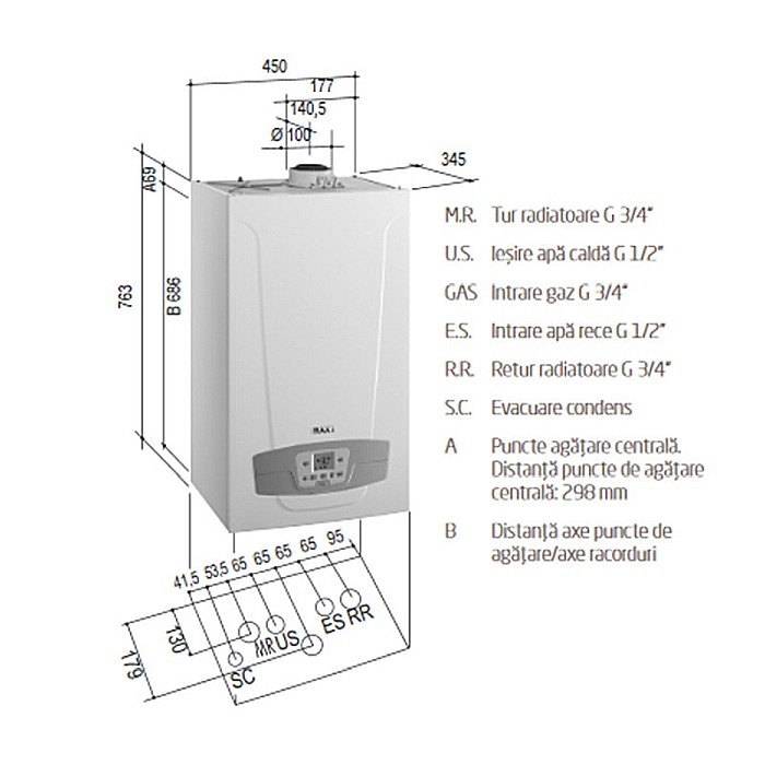 CENTRALA TERMICA PE GAZ IN CONDENSATIE BAXI LUNA DUO-TEC 40 E KIT EVACUARE INCLUS [4]