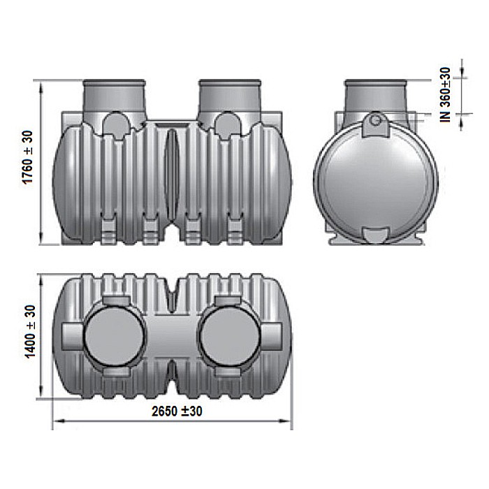 SEPARATOR HIDROCARBURI SUBTERAN NS6 FS1200 6L/S 3000L NECAROSABIL ORIZONTAL 48930000600 AQUACLEAN VALROM [2]