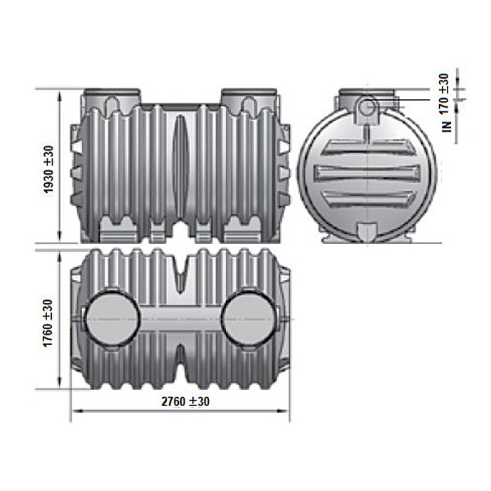 SEPARATOR HIDROCARBURI SUBTERAN NS10 FS200 10L/S 4700L NECAROSABIL ORIZONTAL 48930001000 AQUACLEAN VALROM [2]
