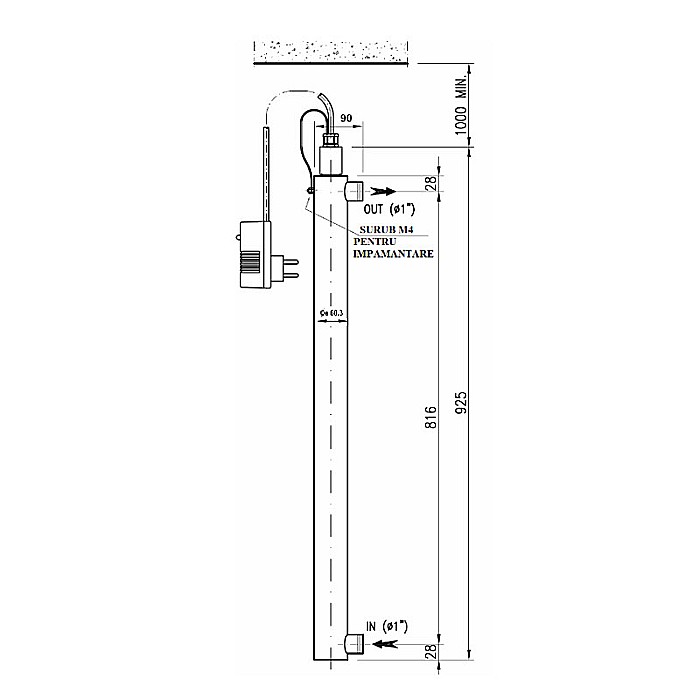 Sterilizator UV statie dezinfectie 412 AL 1X40W Q=2.7mc/h Aquapur Valhoh Valrom [2]