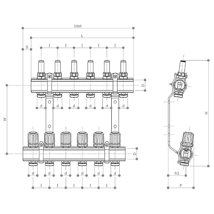 DISTRIBUITOR+COLECTOR 1-3/4 12 CAI CU DEBITMETRE EUROCON PEXKIT VALROM 66421201600 [2]