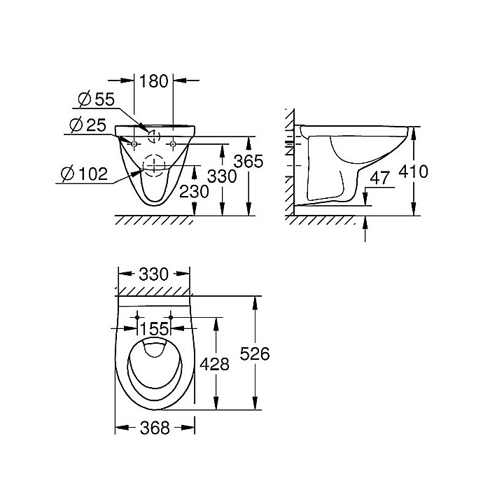 VAS WC SUSPENDAT GROHE 39491000 BAU CERAMIC PENTRU REZERVOR INCASTRAT [2]