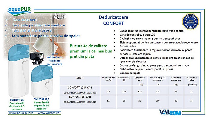 Statie dedurizare apa Soft 25 CAB Confort Q=1,5 MC/H cu by-bass AQUA09110025015 Aquapur Valhoh Valrom [11]